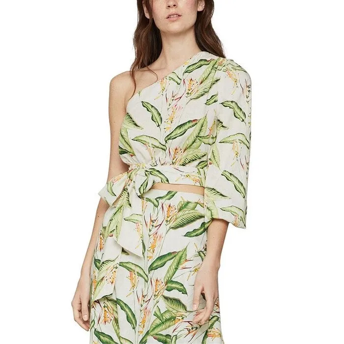 BCBGMAXAZRIA Women's Tropical Print One Shoulder Top Green Size X-Small sold by Zulily