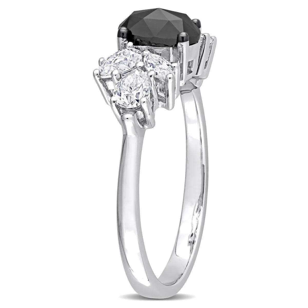 Miadora 10k White Gold 3/4ct TDW Black Diamond 1 1/2ct TGW Created White Moissanite Engagement Ring sold by Zulily product image thumbnail 4