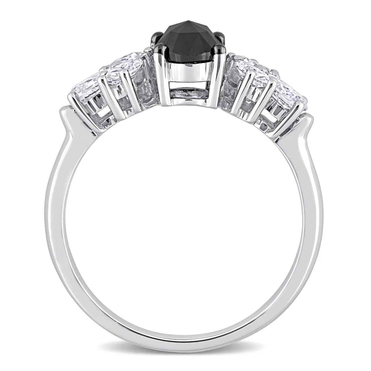 Miadora 10k White Gold 3/4ct TDW Black Diamond 1 1/2ct TGW Created White Moissanite Engagement Ring sold by Zulily product image thumbnail 5