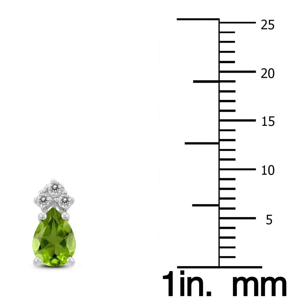 14K White Gold 6x4MM Pear Peridot and Diamond Earrings sold by Zulily product image thumbnail 2