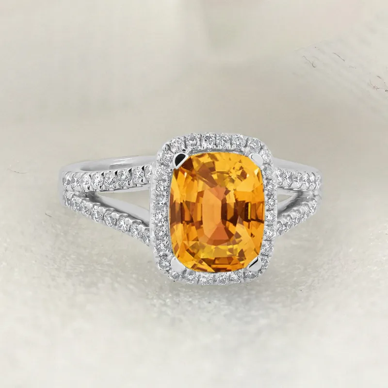 Auriya 1 5/8ct Cushion-cut Citrine and Halo Diamond Engagement Ring 3/8cttw 14K Gold sold by Zulily