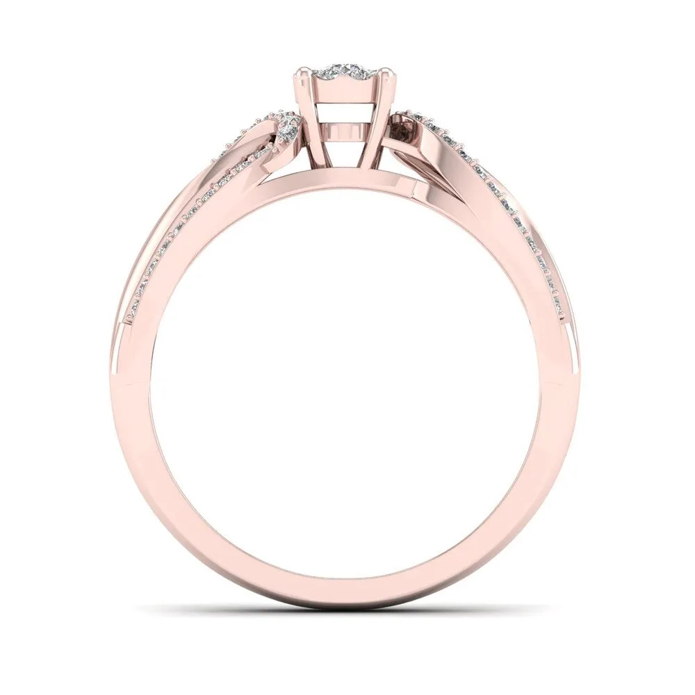De Couer 1/5ct TDW Diamond Cluster Engagement Ring - Pink sold by Zulily product image thumbnail 3
