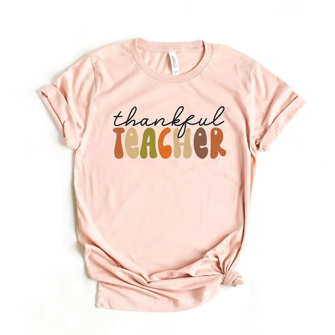 Thankful Teacher Colorful Short Sleeve Tee sold by Zulily product image thumbnail 2