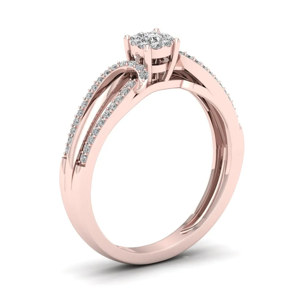 De Couer 1/5ct TDW Diamond Cluster Engagement Ring - Pink sold by Zulily product image thumbnail 2