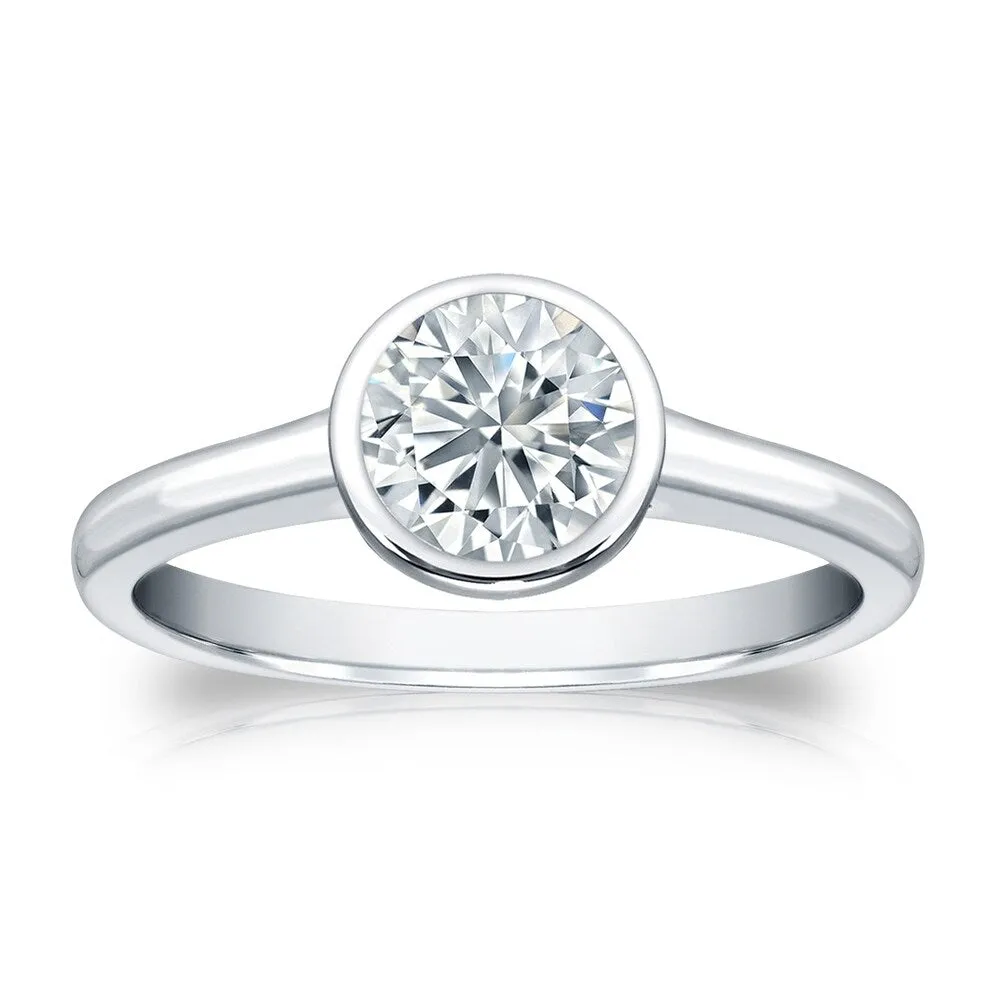 Auriya 14k Gold 4ctw Solitaire Moissanite Engagement Ring Bezel-set sold by Zulily product image thumbnail 4