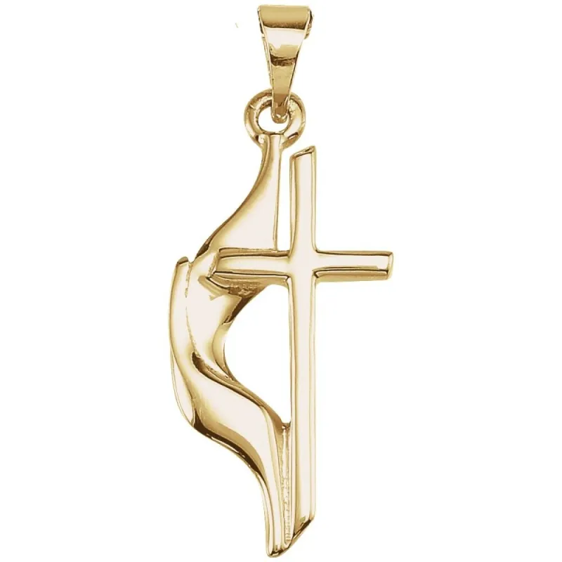 Curata 14k Yellow Gold - 18" Methodist Cross Necklace - 19x10mm sold by Zulily