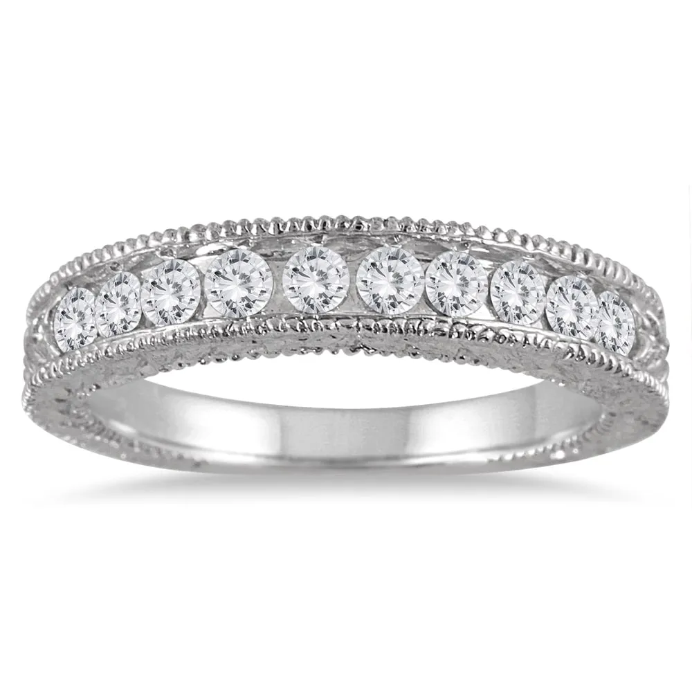 Marquee Jewels 10k White Gold 1/2ct TDW Engraved Diamond Band sold by Zulily