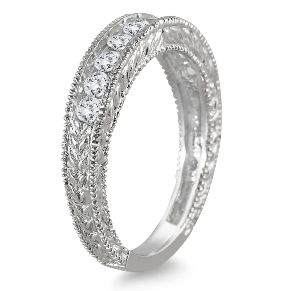 Marquee Jewels 10k White Gold 1/2ct TDW Engraved Diamond Band sold by Zulily product image thumbnail 2