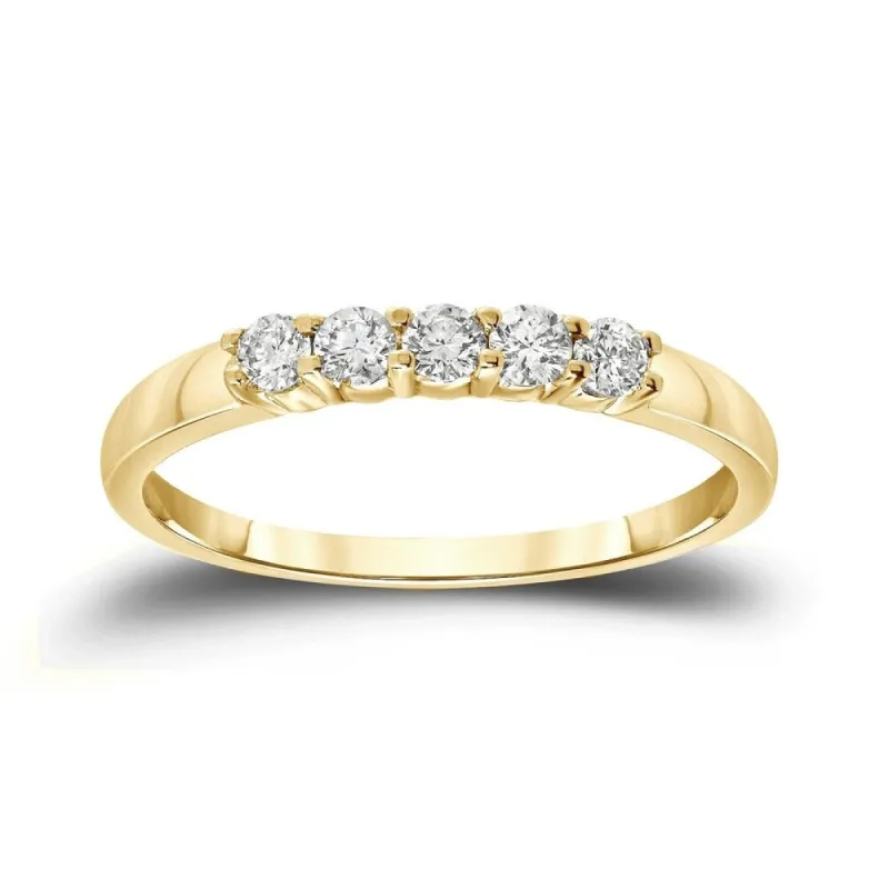 Auriya 14k Gold 1/4ctw 5-Stone Diamond Wedding Band sold by Zulily