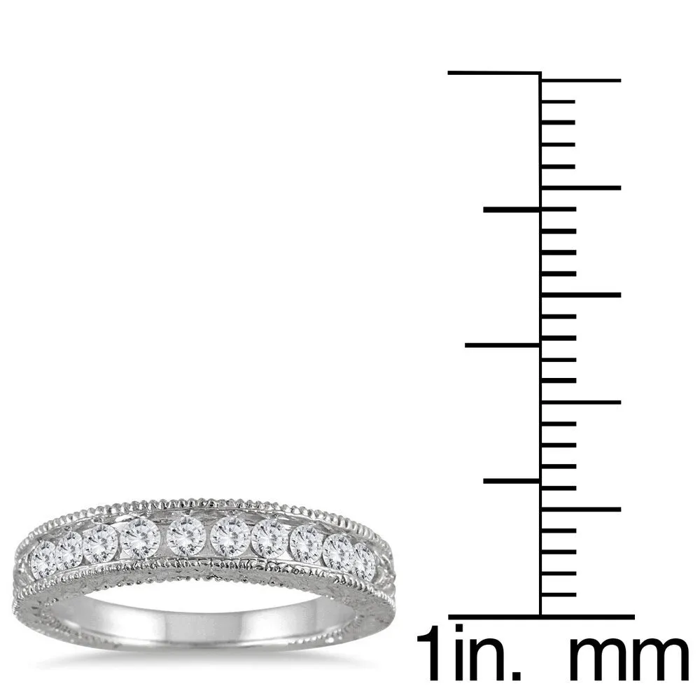 Marquee Jewels 10k White Gold 1/2ct TDW Engraved Diamond Band sold by Zulily product image thumbnail 3
