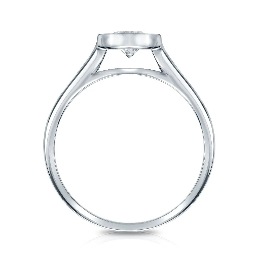 Auriya 14k Gold 4ctw Solitaire Moissanite Engagement Ring Bezel-set sold by Zulily product image thumbnail 2