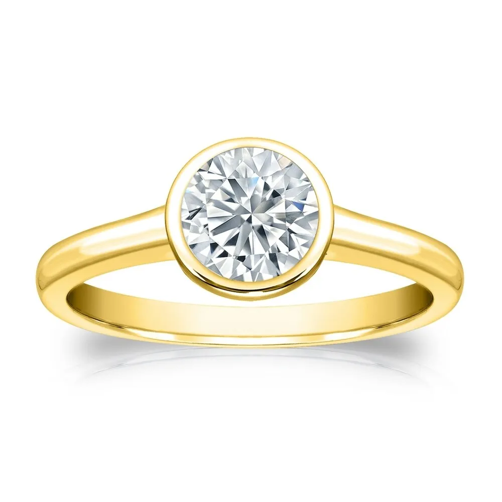 Auriya 14k Gold 4ctw Solitaire Moissanite Engagement Ring Bezel-set sold by Zulily product image thumbnail 5