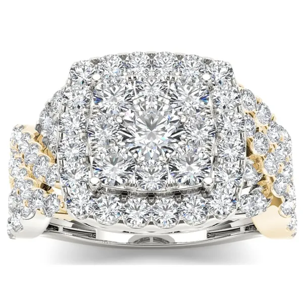 De Couer 14k Yellow Two-tone White Gold 2ct TDW Diamond Cluster Ring sold by Zulily