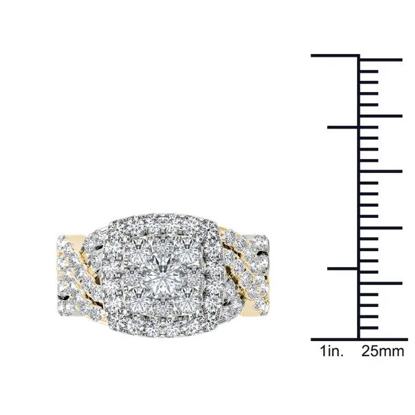De Couer 14k Yellow Two-tone White Gold 2ct TDW Diamond Cluster Ring sold by Zulily product image thumbnail 4