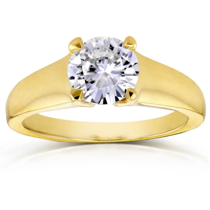 Annello by Kobelli 14k Yellow Gold 1ct Round Moissanite Classic Solitaire Engagement Ring sold by Zulily