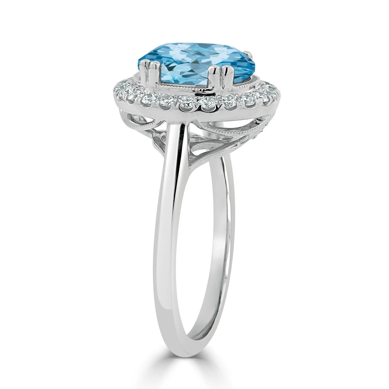 Auriya Vintage 2 5/8ct Oval Sky Blue Topaz and Halo Diamond Engagement Ring 1/3ctw 14k Gold sold by Zulily product image thumbnail 5