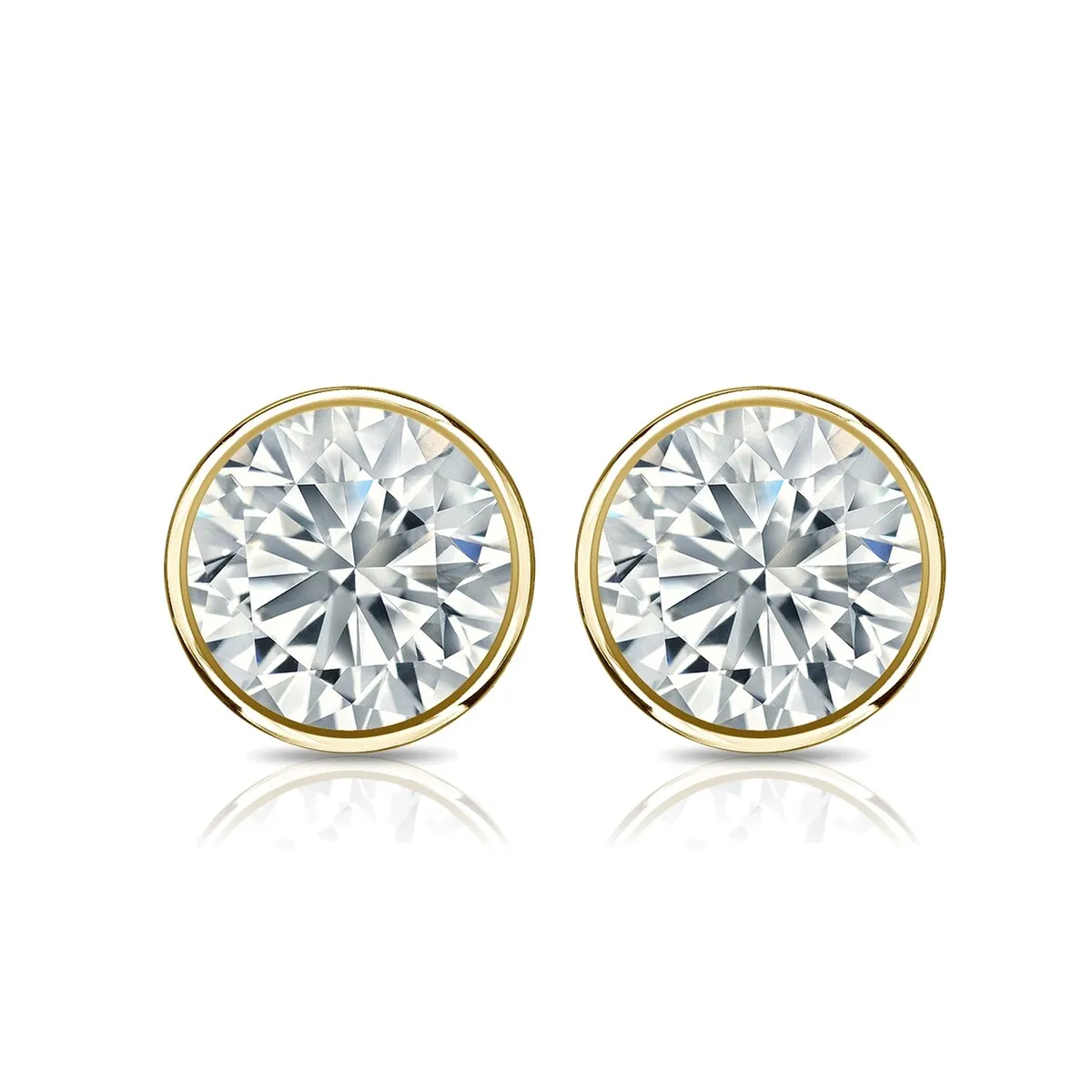 Auriya 14k Gold 3ctw Bezel-set Round Moissanite Stud Earrings - 7.4 mm sold by Zulily product image thumbnail 2