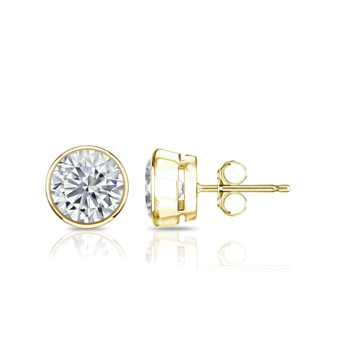 Auriya 14k Gold 3ctw Bezel-set Round Moissanite Stud Earrings - 7.4 mm sold by Zulily product image thumbnail 5