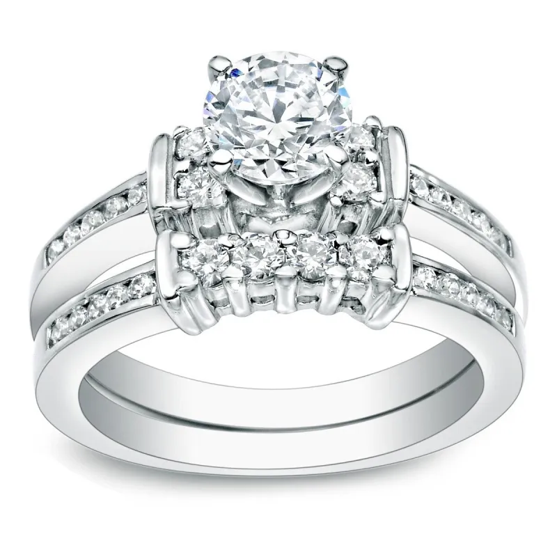 Auriya 1ct TDW Round Diamond Engagement Ring Set 14k Gold sold by Zulily