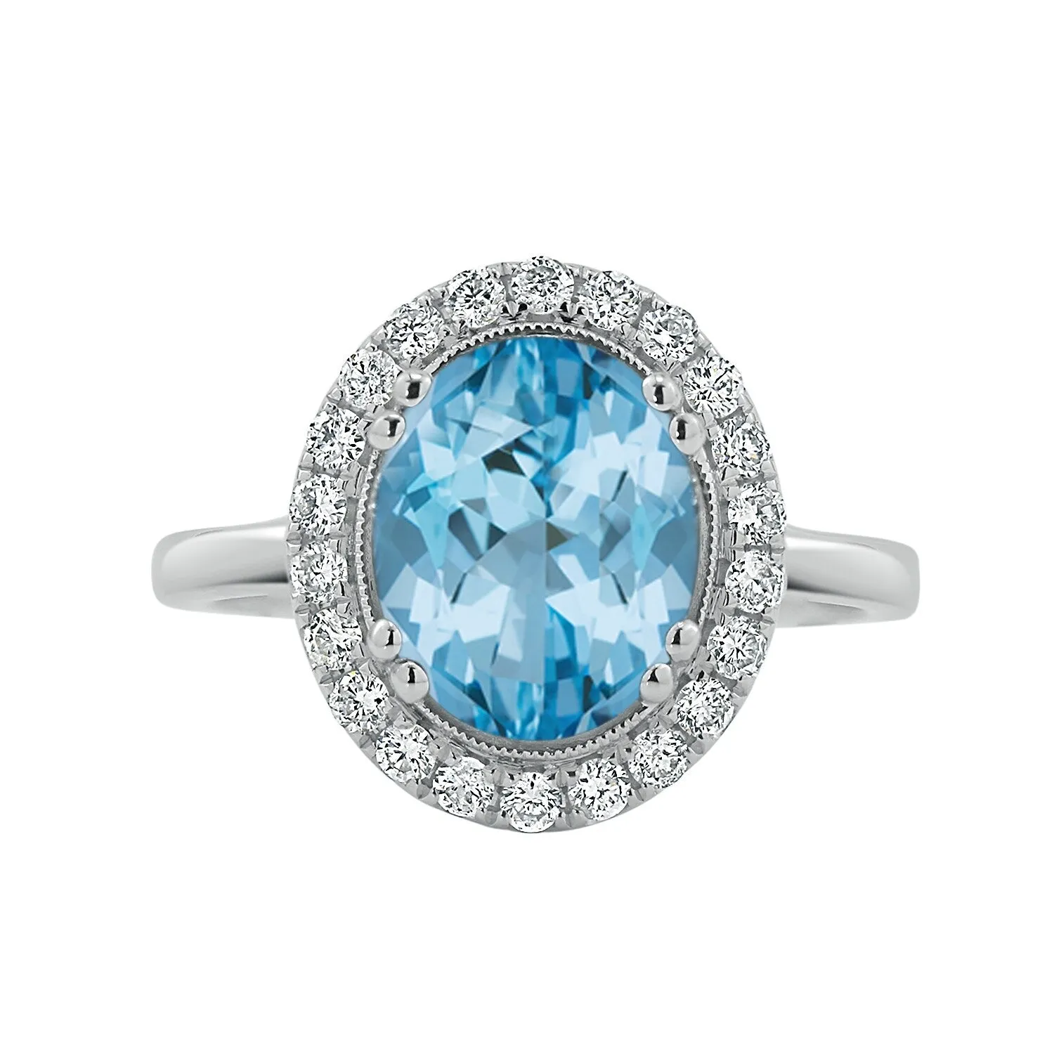 Auriya Vintage 2 5/8ct Oval Sky Blue Topaz and Halo Diamond Engagement Ring 1/3ctw 14k Gold sold by Zulily product image thumbnail 3