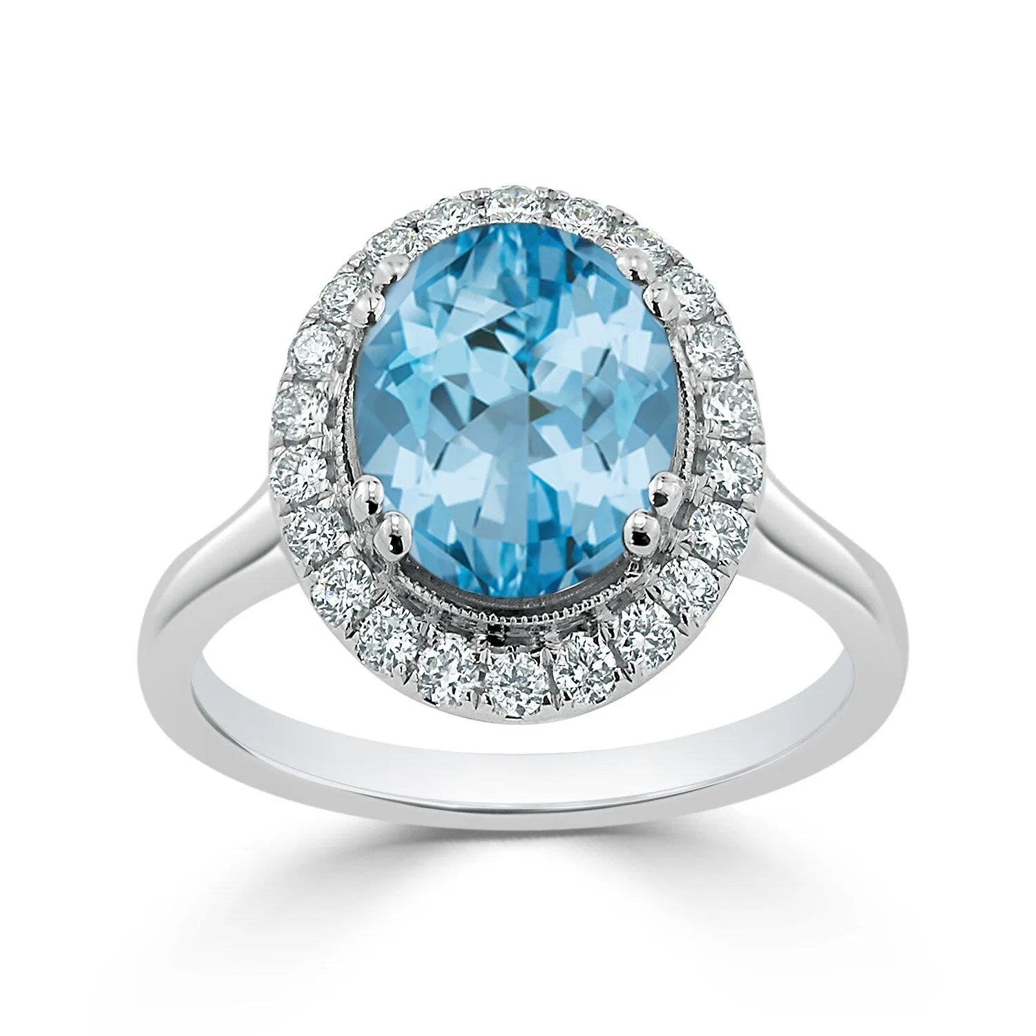 Auriya Vintage 2 5/8ct Oval Sky Blue Topaz and Halo Diamond Engagement Ring 1/3ctw 14k Gold sold by Zulily product image thumbnail 4