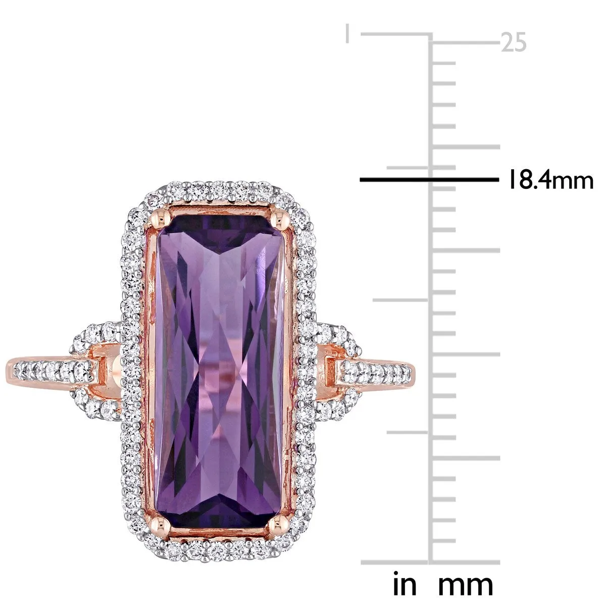 Miadora 14k Rose Gold 5ct TGW Octagon-cut Amethyst & 1/4ct TDW Diamond Halo Cocktail Ring sold by Zulily product image thumbnail 4
