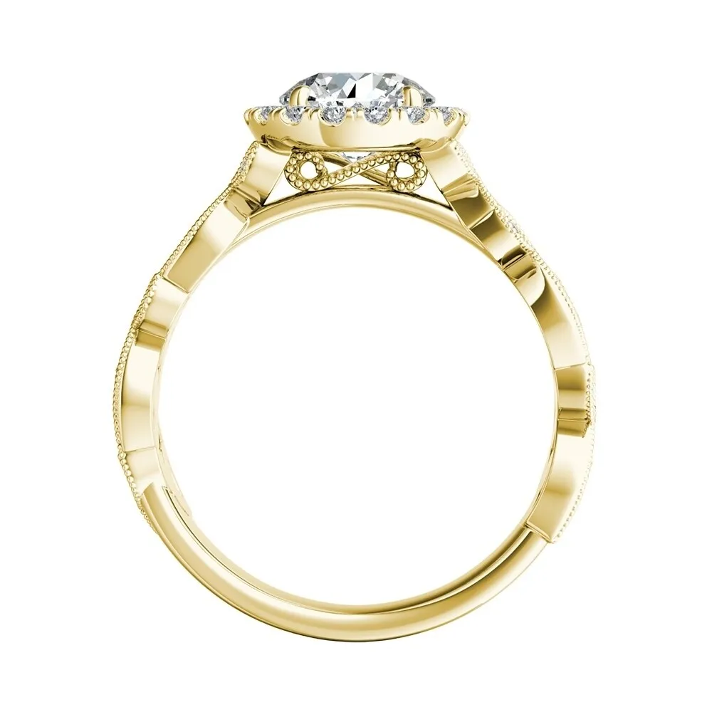 Auriya 14k Gold Vintage Round 4ct Moissanite and 1/4ct TDW Diamond Halo Engagement Ring sold by Zulily product image thumbnail 5