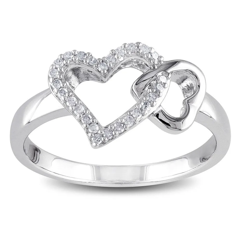 Miadora Sterling Silver 1/10ct TDW Diamond Heart Ring sold by Zulily