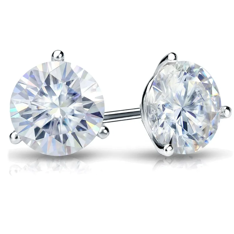 Auriya 1 1/2ct TGW Round Moissanite Stud Earrings Platinum 3-Prong - 5.9 mm, Push-Back sold by Zulily