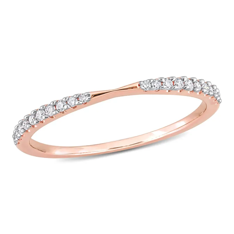 Miadora 1/8ct TDW Diamond Stackable Wedding Band Ring in 14k Rose Gold sold by Zulily