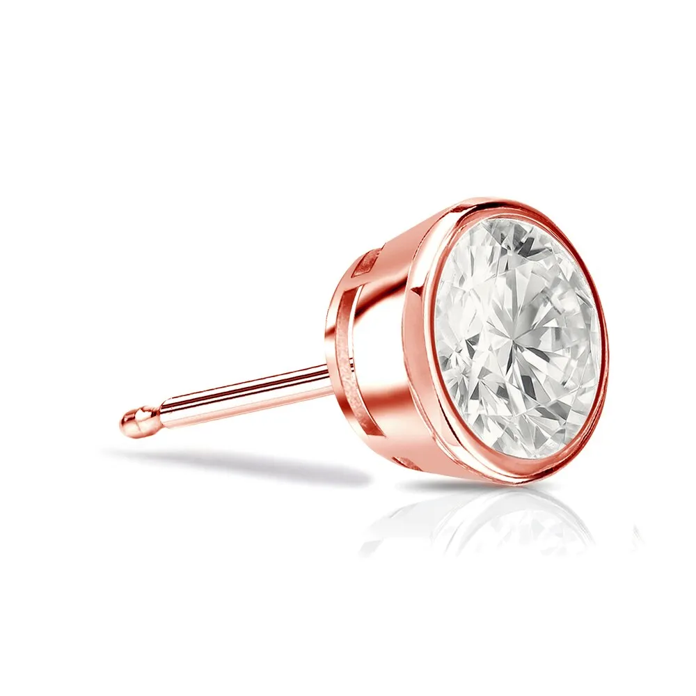 Auriya 14k Gold 1/2ct TDW Bezel-Set Round SINGLE STUD (1) Diamond Earring sold by Zulily