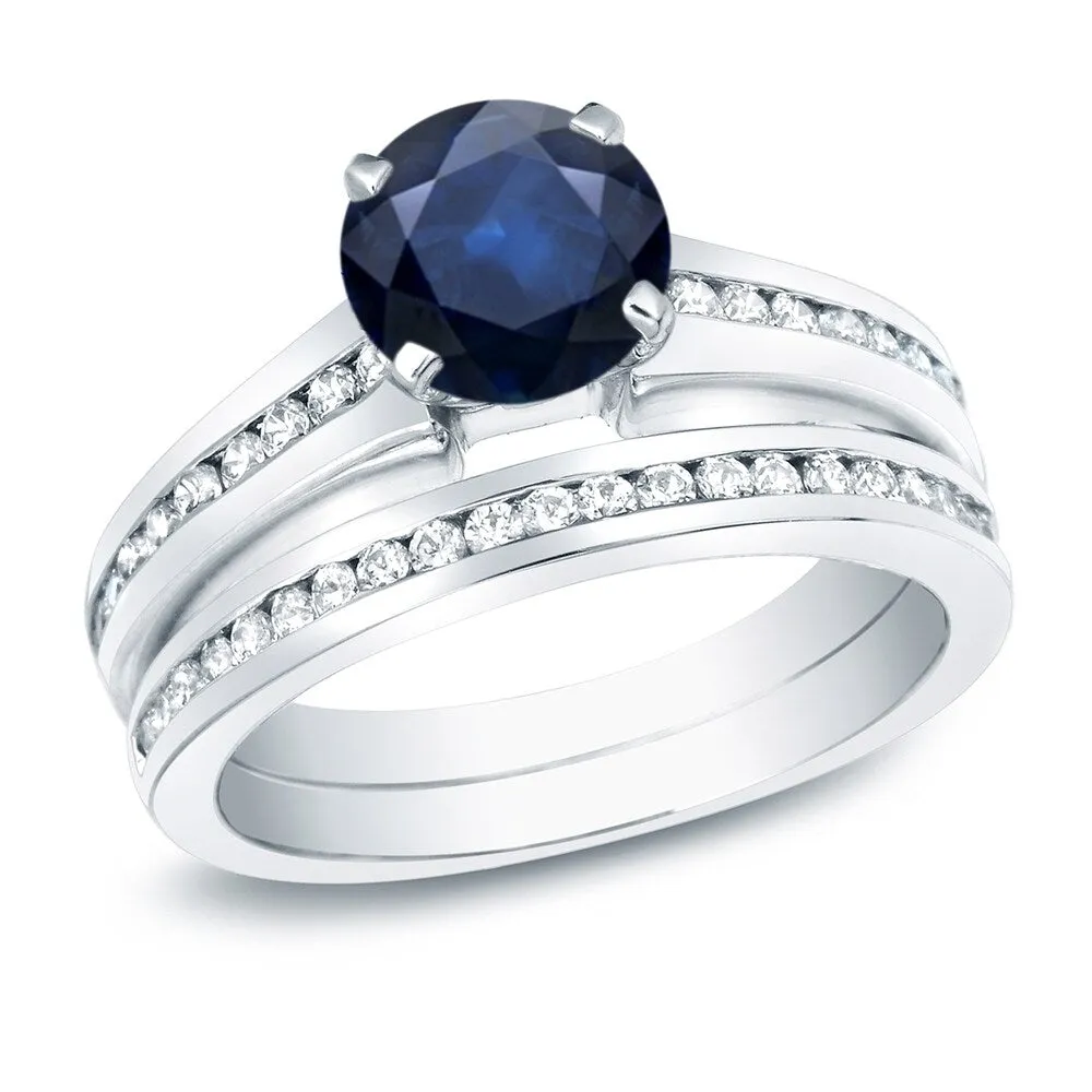 Auriya 14k Gold 1ct Blue Sapphire and 1ct TDW Round Diamonds Engagement Ring (H-I, SI1-SI2) sold by Zulily