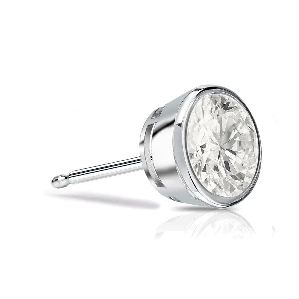 Auriya 14k Gold 1/2ct TDW Bezel-Set Round SINGLE STUD (1) Diamond Earring sold by Zulily product image thumbnail 3