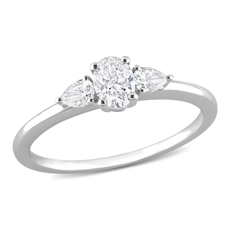 Miadora 14k White Gold 1/2ct TDW Diamond Three-Stone Engagement Ring sold by Zulily