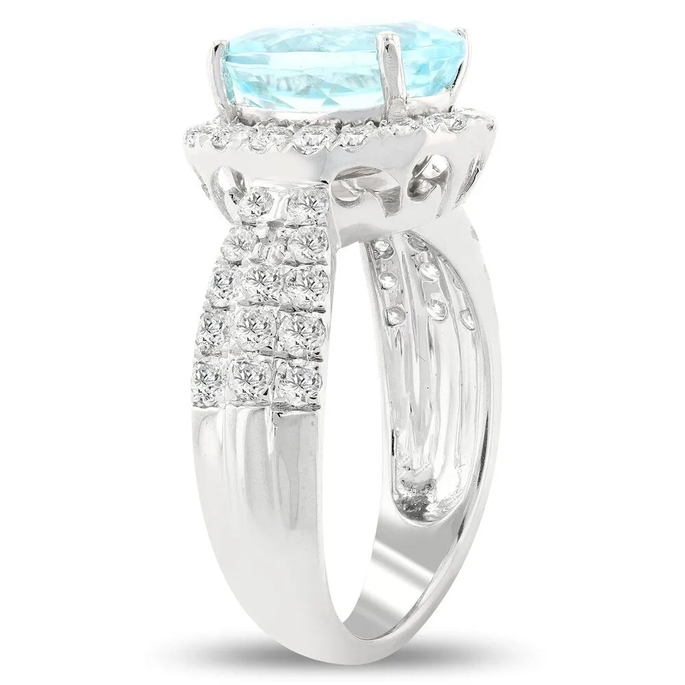 Auriya Platinum 3 1/3ct Oval-Cut Paraiba Tourmaline and 1ct TDW Diamond Halo Engagement Ring sold by Zulily product image thumbnail 3