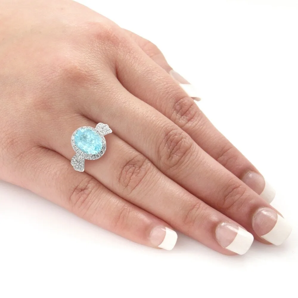 Auriya Platinum 3 1/3ct Oval-Cut Paraiba Tourmaline and 1ct TDW Diamond Halo Engagement Ring sold by Zulily product image thumbnail 5