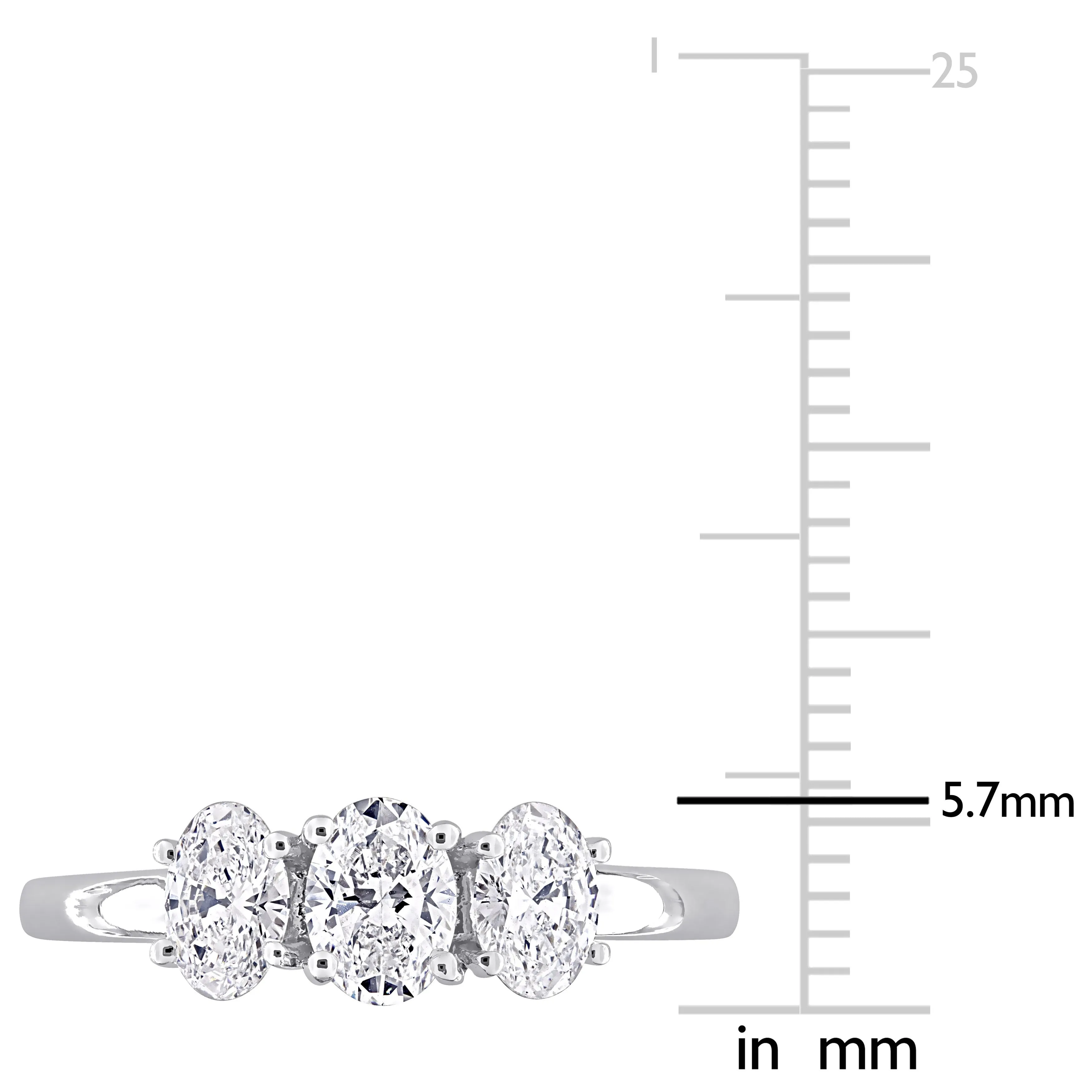 Created Forever 1ct TDW Oval-Cut Lab-Grown Diamond and Tsavorite Accent 3-stone Ring in 14k White Gold sold by Zulily product image thumbnail 4