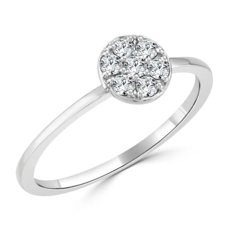 10K Gold 1/5ct TDW Petite Ultra-Thin Stackable Halo Diamond Ring By Auriya sold by Zulily