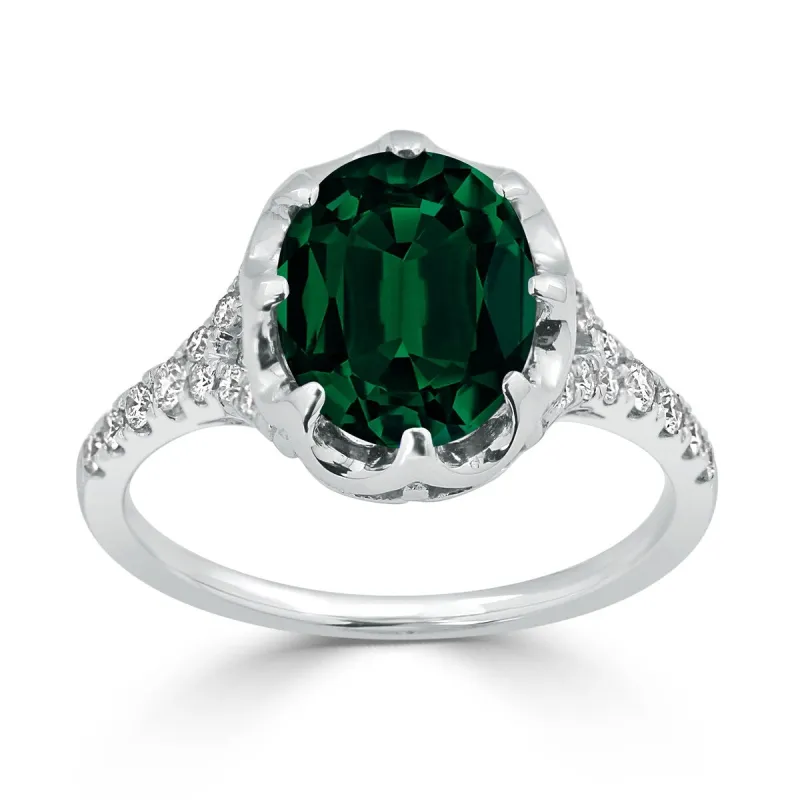 Auriya 2 1/2ct Oval Green Emerald and Diamond Ring 1/4ctw 18K Gold sold by Zulily