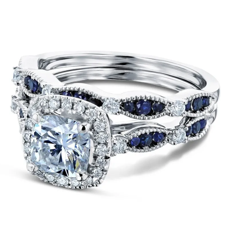 Annello by Kobelli 14k Gold 1 5/8ct TGW Moissanite Sapphire and Diamond Bridal Set (HI/VS, GH/I, Blue) sold by Zulily