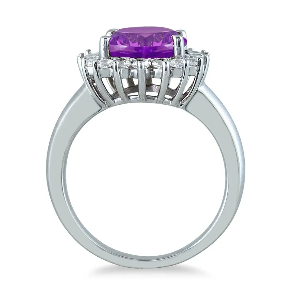 4 Carat Amethyst and Diamond Ring in 14K White Gold sold by Zulily product image thumbnail 2