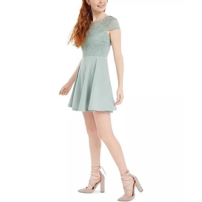 B Darlin Juniors' Lace-Top A-Line Dress Aqua sold by Zulily product image thumbnail 3