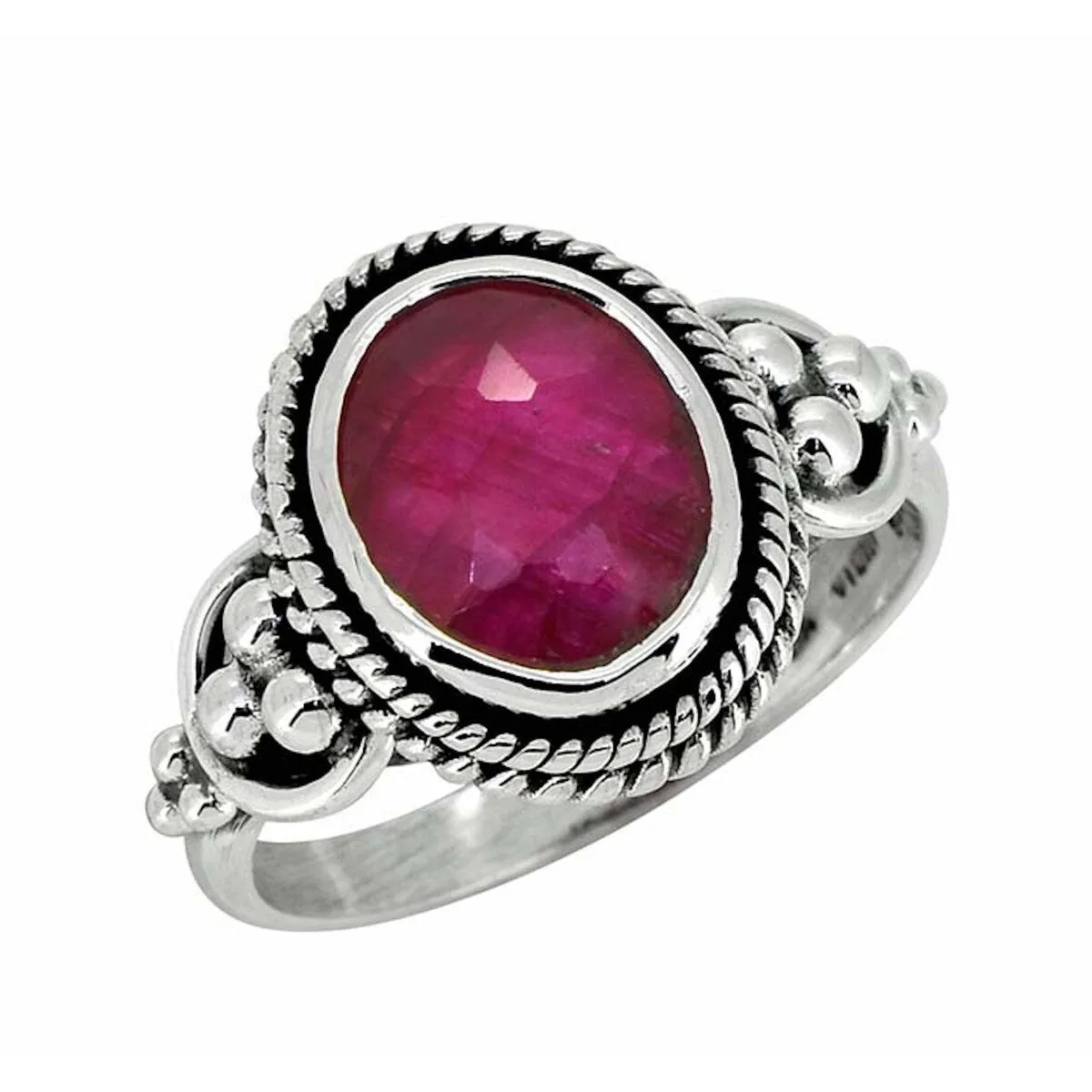 Oval Corundum Ruby Sterling Silver Ring - Red sold by Zulily