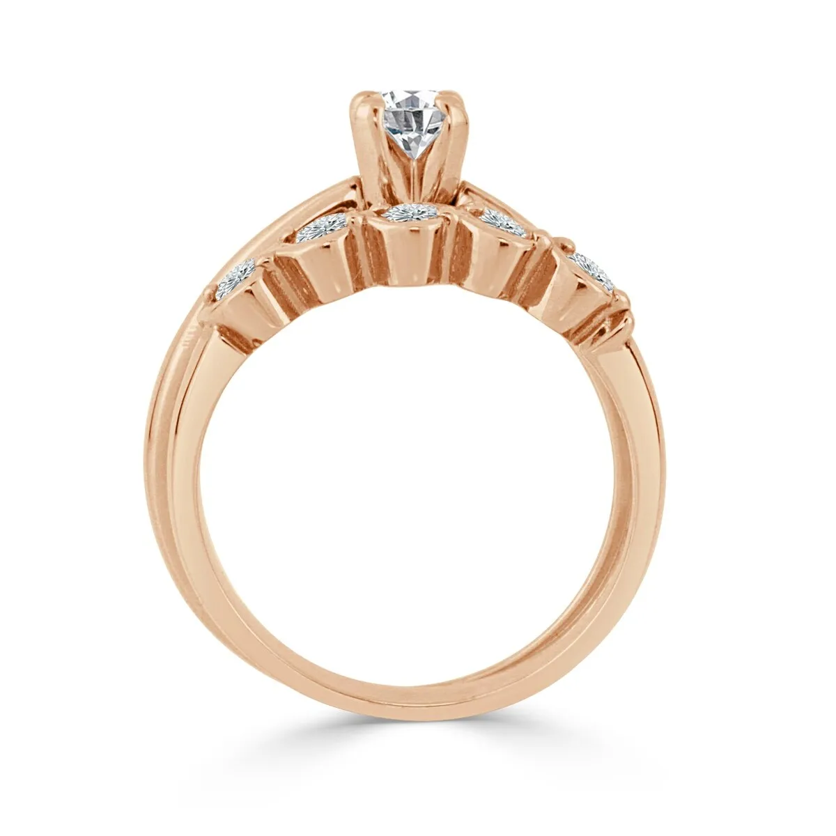 Auriya 14k Gold 4ct Moissanite and Pave Diamond Engagement Ring 7/8ctw sold by Zulily product image thumbnail 5