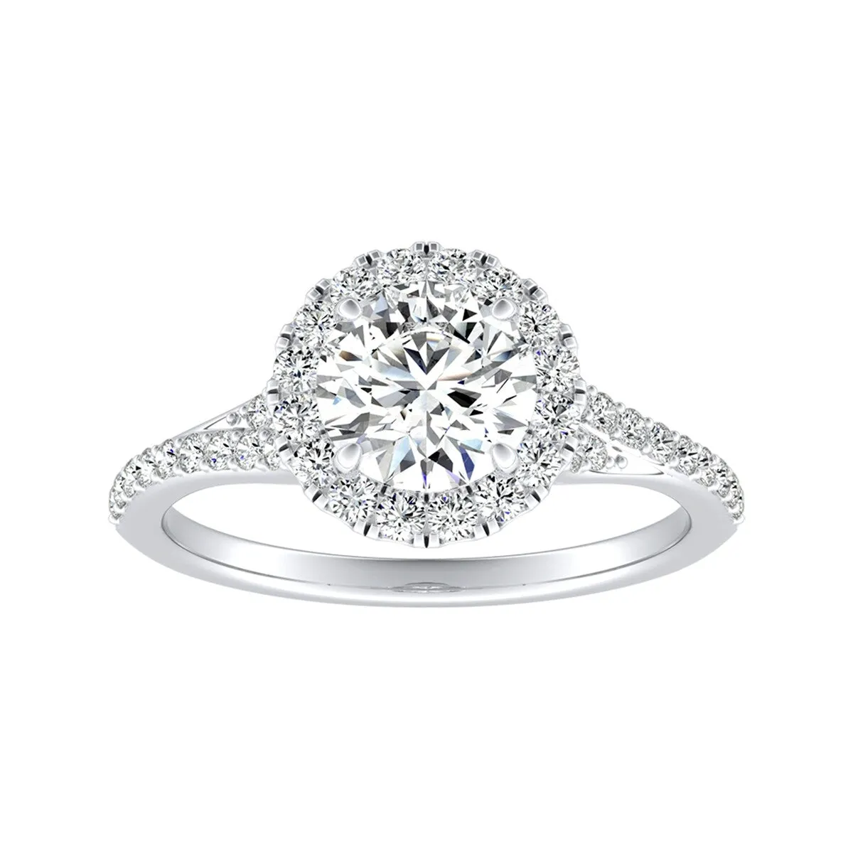 Auriya 14k Gold Round Moissanite Halo Engagement Ring 0.85ctw sold by Zulily