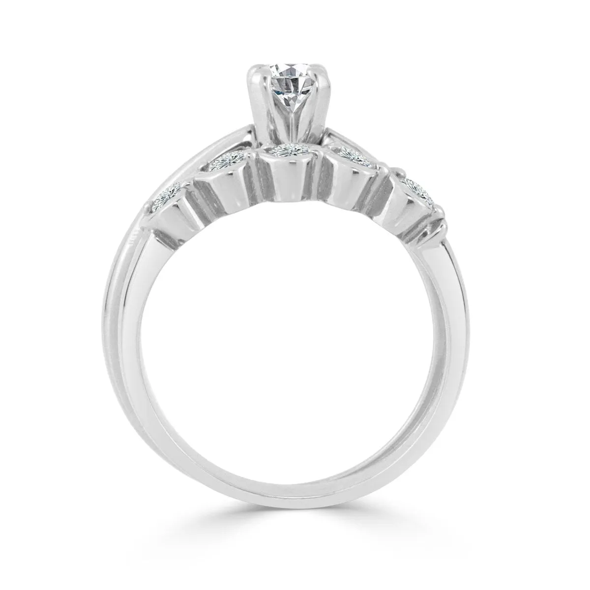 Auriya 14k Gold 4ct Moissanite and Pave Diamond Engagement Ring 7/8ctw sold by Zulily product image thumbnail 3