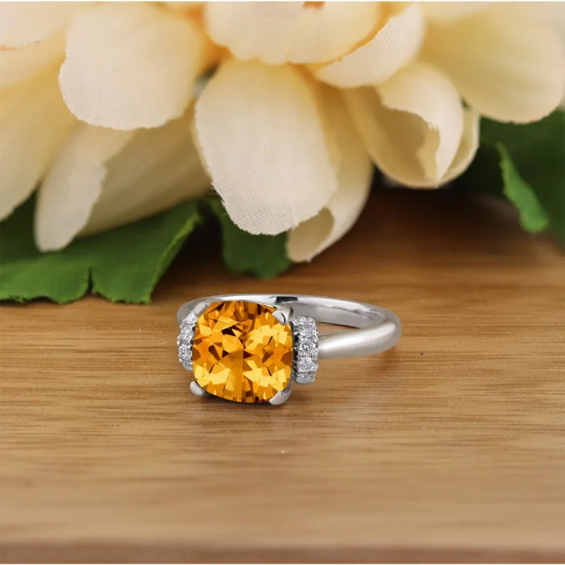 Auriya Unique 3 3/8ct Cushion-cut Citrine and Diamond Engagement Ring 1/5cttw 14k Gold sold by Zulily