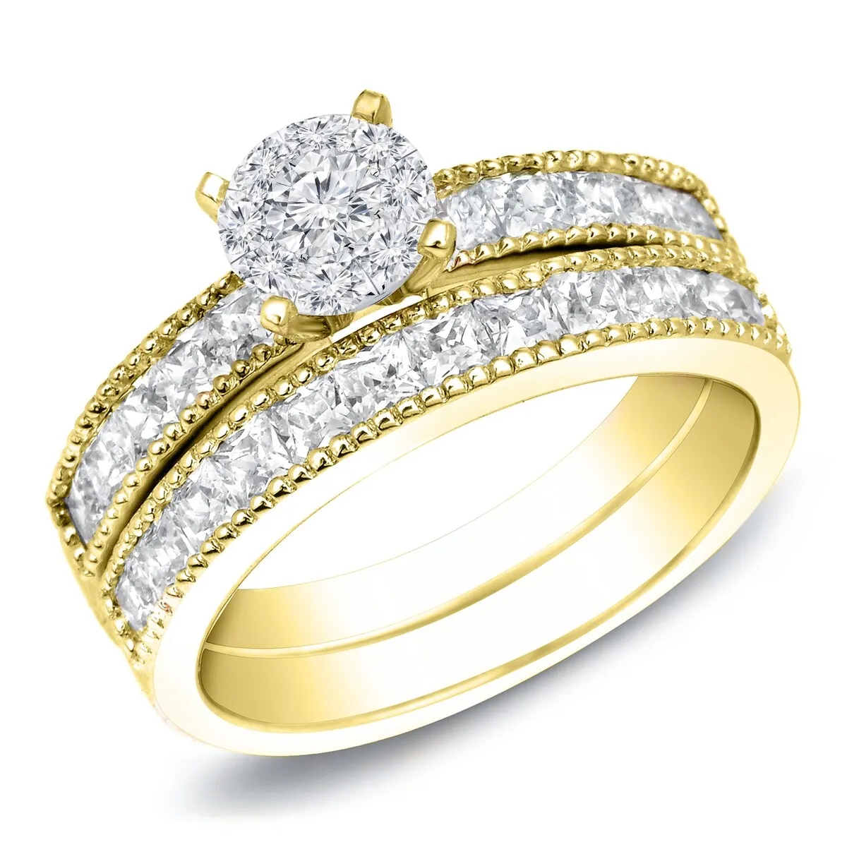 Auriya 1 1/4ctw Classic Round Diamond Engagement Ring Set 14k Gold sold by Zulily product image thumbnail 2