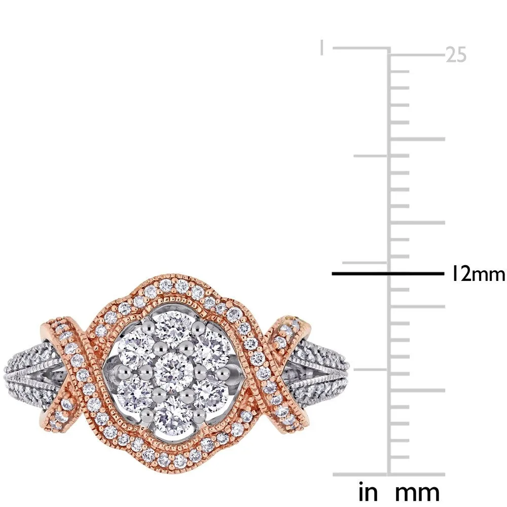 Miadora 2-Tone 14k Gold 5/8ct TDW Diamond Floral Crossover Engagement Ring sold by Zulily product image thumbnail 4
