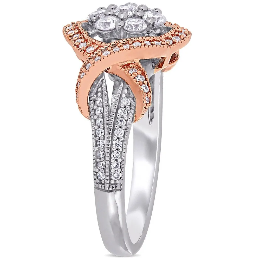 Miadora 2-Tone 14k Gold 5/8ct TDW Diamond Floral Crossover Engagement Ring sold by Zulily product image thumbnail 2